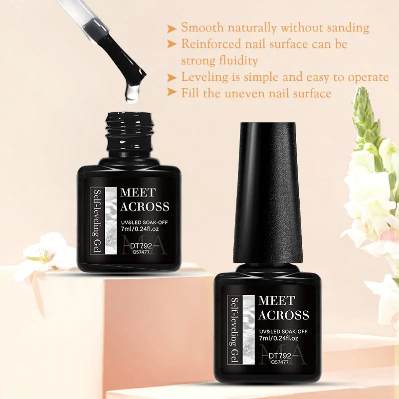 MEET ACROSS 7ml Self Leveling Gel Nail Polish Strong Base Gel Reinforced Gel Lacquer Semi Permanent UV Soak Off Nail Art Gel meet across self-levelling gel nail polish - MEET ACROSS 7ml Self Leveling Gel Nail Polish Strong Base Gel Reinforced Gel Lacquer Semi Permanent UV Soak Off Nail Art Gel