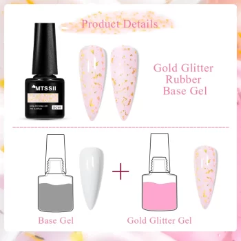 MTSSII Gold Glitter Rubber Base Gel Polish 7 ml – Gold | Pink | Milky White 4 82137 1ym4pl
