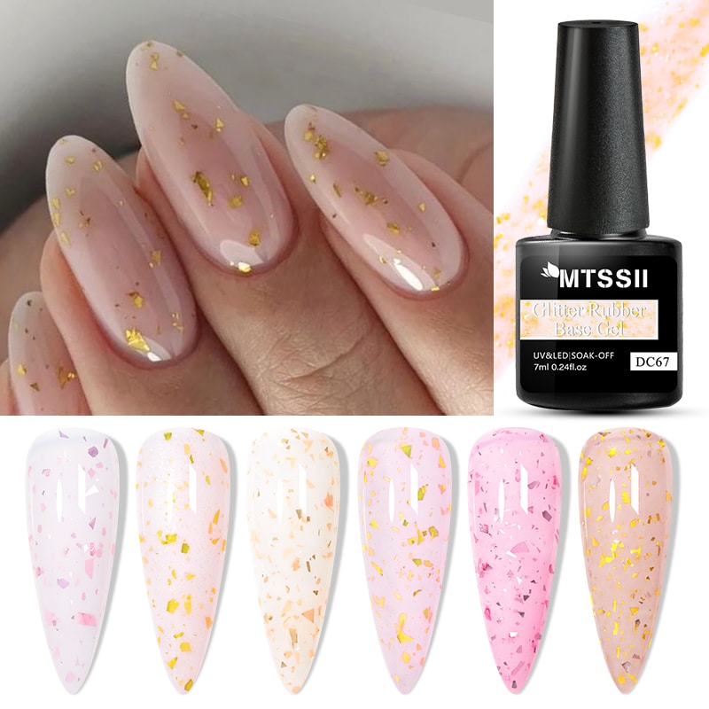 Mtssii 7ml Gold Glitter Rubber Base Gel Polish Gold Pink Milky White Semi Permanent UV LED Nail Art Gel Varnish Mtssii 7ml Gold Glitter Rubber Base Gel Polish Gold Pink Milky White Semi Permanent UV LED Nail Art Gel Varnish