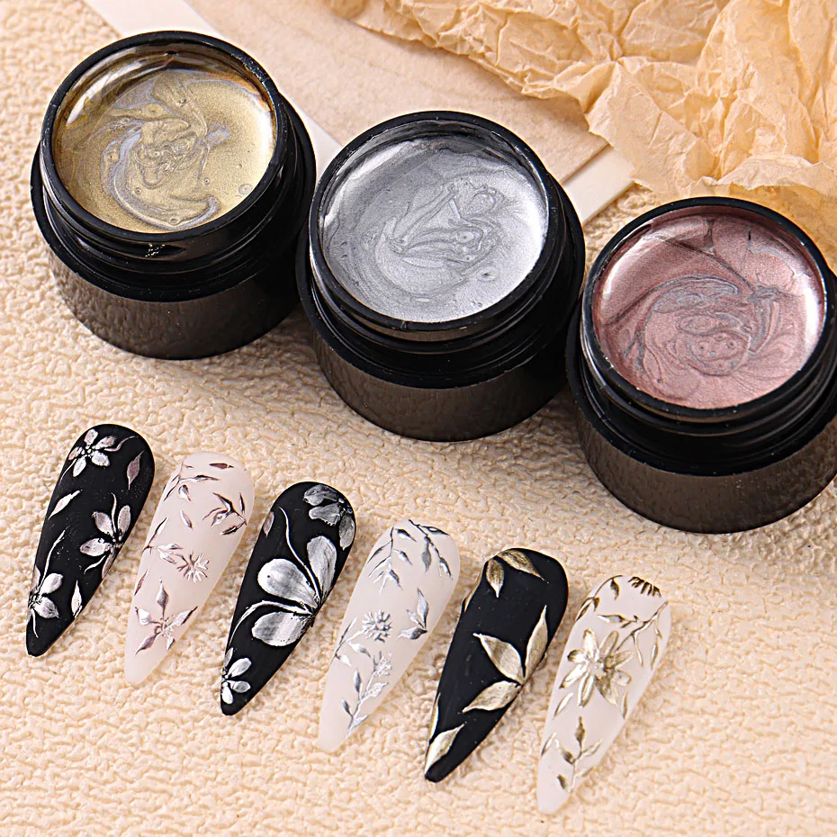 5mlGold Silver Metallic Chrome 3D Painting Gel Polish Super Bright Rose Gold Mirror Metal Gel Drawing UV/LED Semi Permanent Gel 5mlGold Silver Metallic Chrome 3D Painting Gel Polish Super Bright Rose Gold Mirror Metal Gel Drawing UV/LED Semi Permanent Gel