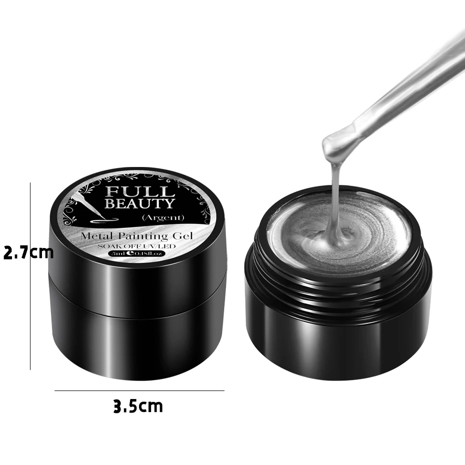 5mlGold Silver Metallic Chrome 3D Painting Gel Polish Super Bright Rose Gold Mirror Metal Gel Drawing UV/LED Semi Permanent Gel 5mlGold Silver Metallic Chrome 3D Painting Gel Polish Super Bright Rose Gold Mirror Metal Gel Drawing UV/LED Semi Permanent Gel