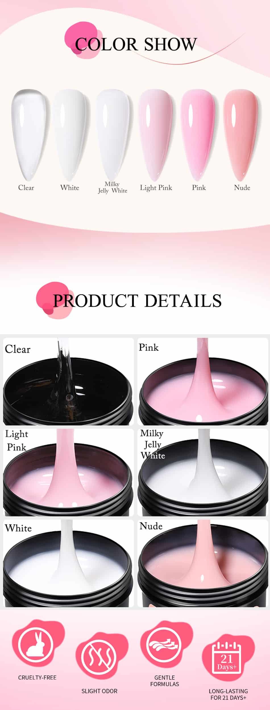 UR SUGAR 150g Quick Extension Gel Pink Jelly Milky White Camouflage Finger French Hard Gel UV LED Gel Nail Art Design Manicure UR SUGAR 150g Quick Extension Gel Pink Jelly Milky White Camouflage Finger French Hard Gel UV LED Gel Nail Art Design Manicure