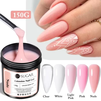 UR Sugar 150g Quick Extension Gel – Jelly Pink and Milky White Camouflage Hard Gel for UV LED French Nail Designs 1 82308 v4xlhs