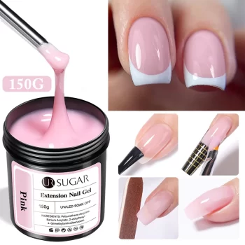 UR Sugar 150g Quick Extension Gel – Jelly Pink and Milky White Camouflage Hard Gel for UV LED French Nail Designs 2 82308 wnmlvx