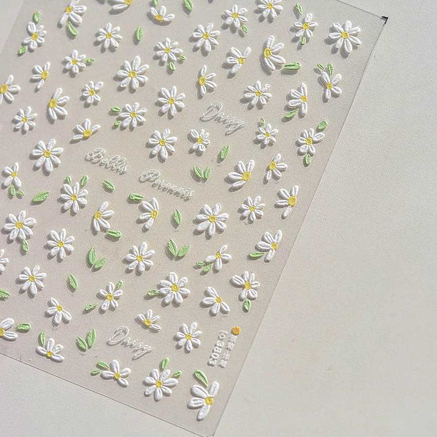 1pcs 5D Elegant White Daisy Nail Art Stickers Japanese Kawaii Flower Adhesive Nail Decorations Decals DIY Manicure Accessories 1pcs 5D Elegant White Daisy Nail Art Stickers Japanese Kawaii Flower Adhesive Nail Decorations Decals DIY Manicure Accessories