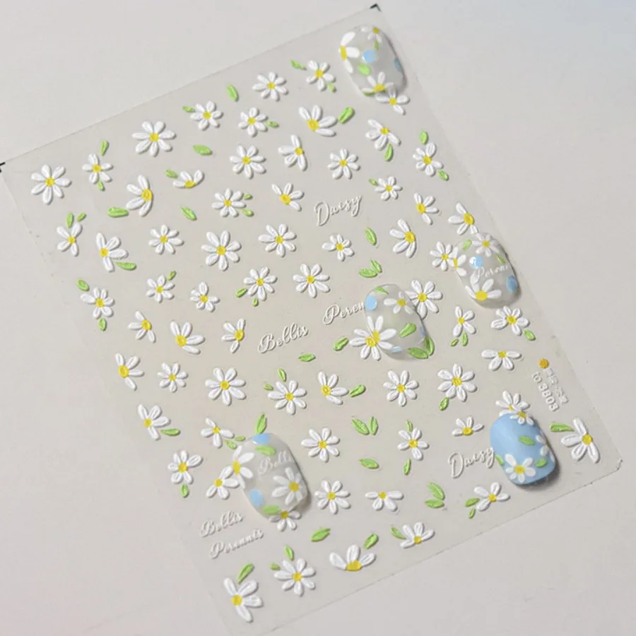 1pcs 5D Elegant White Daisy Nail Art Stickers Japanese Kawaii Flower Adhesive Nail Decorations Decals DIY Manicure Accessories 1pcs 5D Elegant White Daisy Nail Art Stickers Japanese Kawaii Flower Adhesive Nail Decorations Decals DIY Manicure Accessories