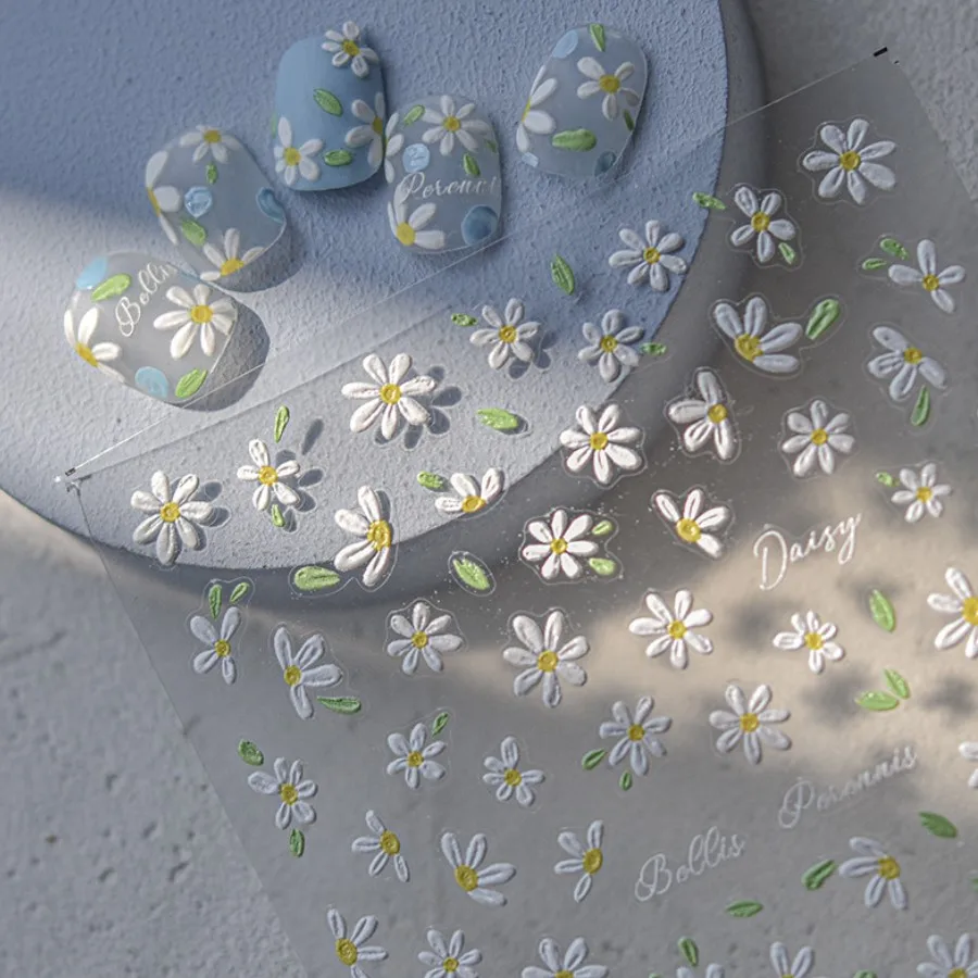 1pcs 5D Elegant White Daisy Nail Art Stickers Japanese Kawaii Flower Adhesive Nail Decorations Decals DIY Manicure Accessories 1pcs 5D Elegant White Daisy Nail Art Stickers Japanese Kawaii Flower Adhesive Nail Decorations Decals DIY Manicure Accessories