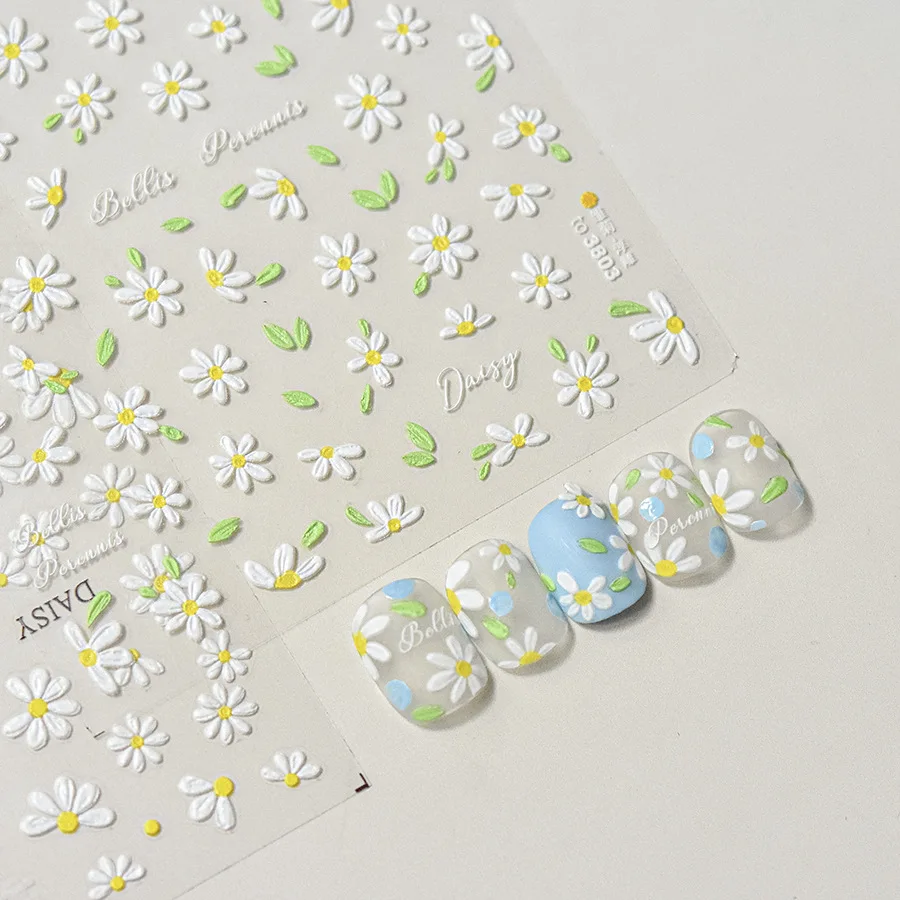 1pcs 5D Elegant White Daisy Nail Art Stickers Japanese Kawaii Flower Adhesive Nail Decorations Decals DIY Manicure Accessories 1pcs 5D Elegant White Daisy Nail Art Stickers Japanese Kawaii Flower Adhesive Nail Decorations Decals DIY Manicure Accessories