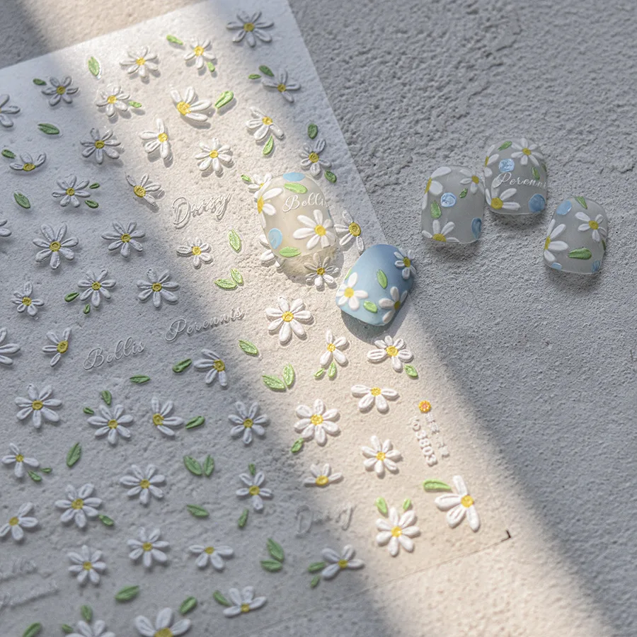 1pcs 5D Elegant White Daisy Nail Art Stickers Japanese Kawaii Flower Adhesive Nail Decorations Decals DIY Manicure Accessories 1pcs 5D Elegant White Daisy Nail Art Stickers Japanese Kawaii Flower Adhesive Nail Decorations Decals DIY Manicure Accessories