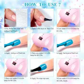 MEET ACROSS 7pcs Glitter Gel Nail Polish Set – Reflective Nude and Pink Soak-Off UV Gel Kit for DIY Manicures 5 82461 cc9z7v