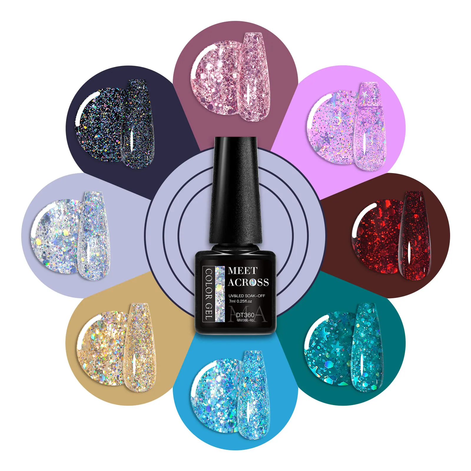 MEET ACROSS 7pcs Glitter Gel Nail Polish Set Nude Pink Reflective Soak Off UV Gel Kit Varnish Nail Supplies Manicure DIY Design MEET ACROSS 7pcs Glitter Gel Nail Polish Set Nude Pink Reflective Soak Off UV Gel Kit Varnish Nail Supplies Manicure DIY Design