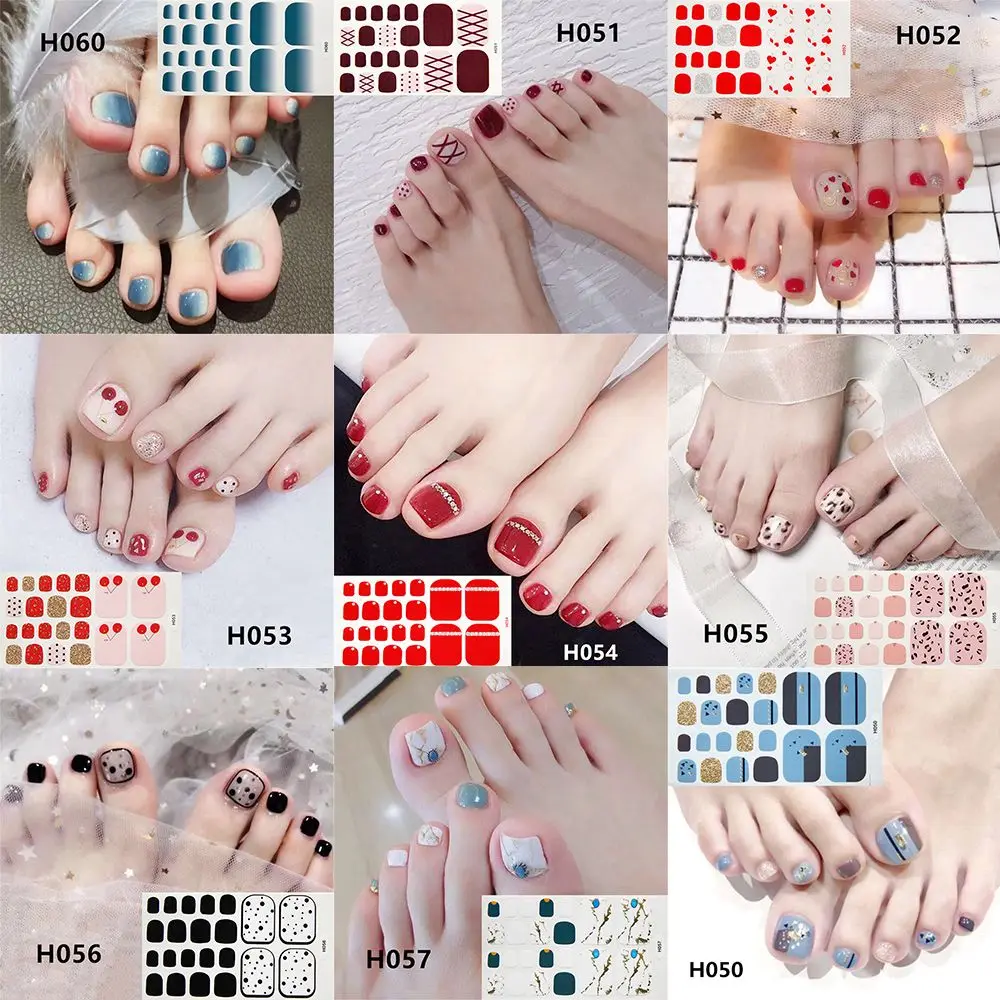 22PCS Toe Nail Stickers/Strips Nail Art Fake Nails Stickers for Nails Toe Self-Adhesive Feet Stickers for Girls DIY toenail stickers - 22PCS Toe Nail Stickers/Strips Nail Art Fake Nails Stickers for Nails Toe Self-Adhesive Feet Stickers for Girls DIY
