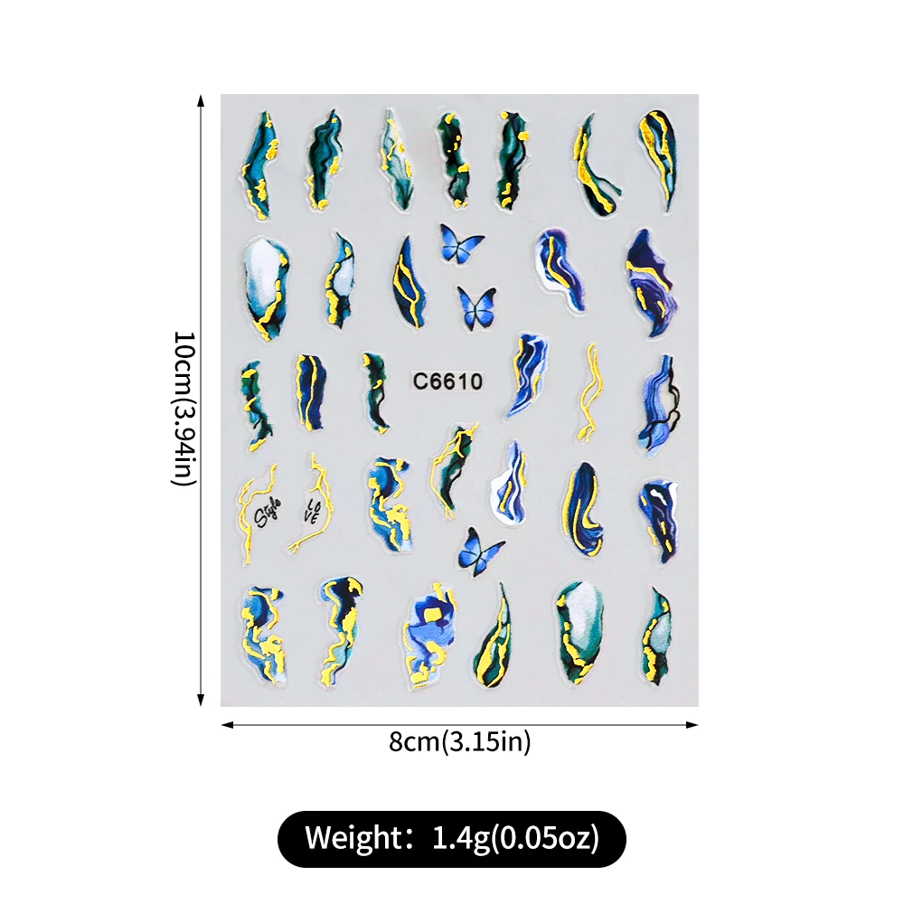 1Pcs 3D Blue Purple Marble Stripe Nail Art Stickers Bronzing Wave Line Ink Blooming Geometry Slider Self-Adhesive Manicure Decal 1Pcs 3D Blue Purple Marble Stripe Nail Art Stickers Bronzing Wave Line Ink Blooming Geometry Slider Self-Adhesive Manicure Decal