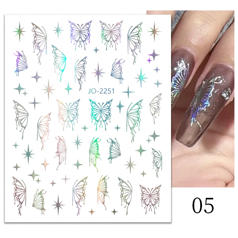 1PCS Black White Butterfly Laser Nail Stickers Y2K Nail Art Decoration Abstract Lines Bronzing Flowers Stickers For Nails 1PCS Black White Butterfly Laser Nail Stickers Y2K Nail Art Decoration Abstract Lines Bronzing Flowers Stickers For Nails