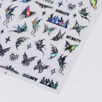 1 piece Butterfly Nail Sticker – Y2K Abstract Lines & Bronzing Flower Decor 5 83056 d0d39s