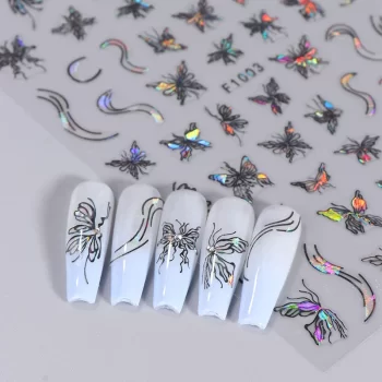 1 piece Butterfly Nail Sticker – Y2K Abstract Lines & Bronzing Flower Decor 3 83056 ddpzfj