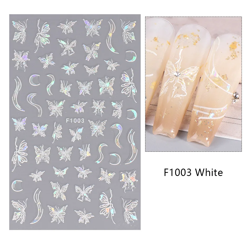 1PCS Black White Butterfly Laser Nail Stickers Y2K Nail Art Decoration Abstract Lines Bronzing Flowers Stickers For Nails 1PCS Black White Butterfly Laser Nail Stickers Y2K Nail Art Decoration Abstract Lines Bronzing Flowers Stickers For Nails