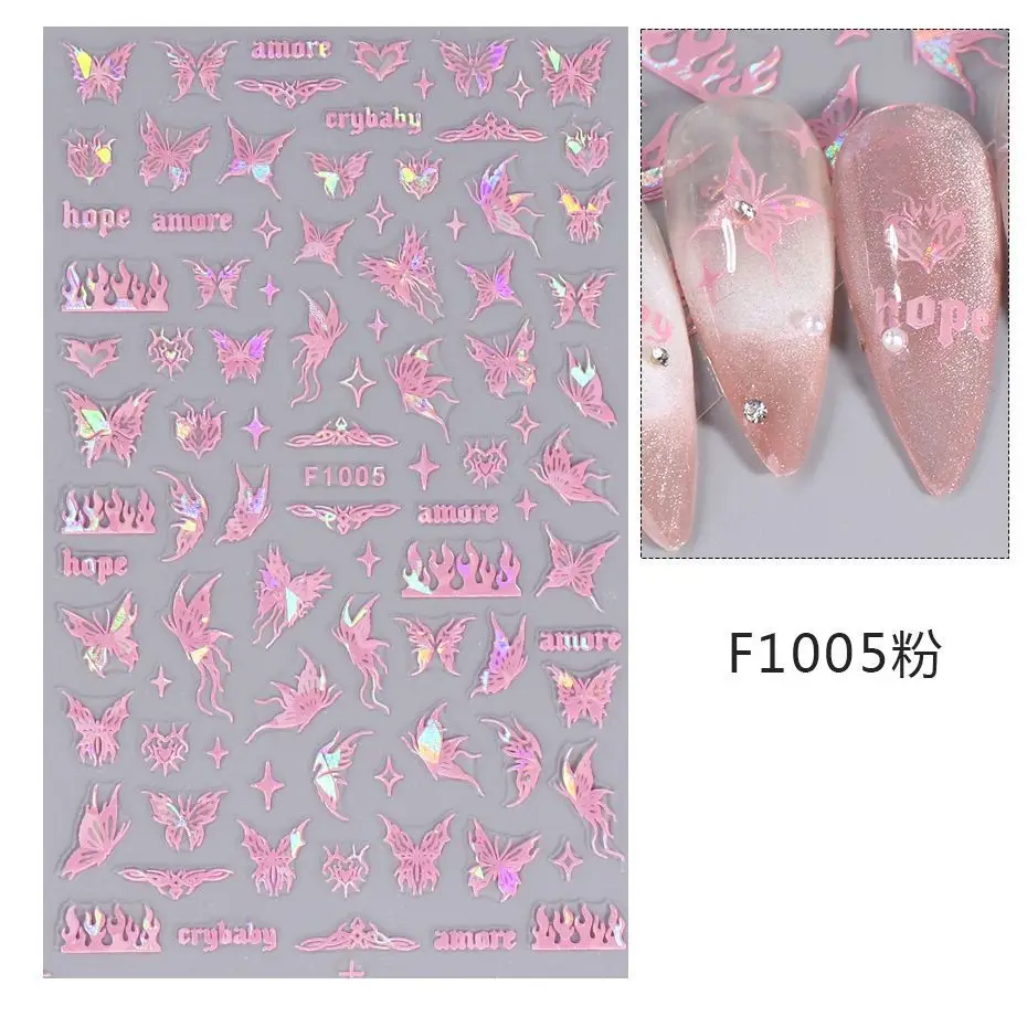 1PCS Black White Butterfly Laser Nail Stickers Y2K Nail Art Decoration Abstract Lines Bronzing Flowers Stickers For Nails 1PCS Black White Butterfly Laser Nail Stickers Y2K Nail Art Decoration Abstract Lines Bronzing Flowers Stickers For Nails