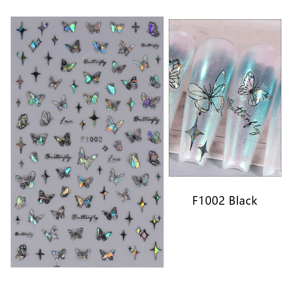 1PCS Black White Butterfly Laser Nail Stickers Y2K Nail Art Decoration Abstract Lines Bronzing Flowers Stickers For Nails 1PCS Black White Butterfly Laser Nail Stickers Y2K Nail Art Decoration Abstract Lines Bronzing Flowers Stickers For Nails