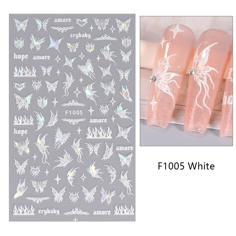 1PCS Black White Butterfly Laser Nail Stickers Y2K Nail Art Decoration Abstract Lines Bronzing Flowers Stickers For Nails 1PCS Black White Butterfly Laser Nail Stickers Y2K Nail Art Decoration Abstract Lines Bronzing Flowers Stickers For Nails