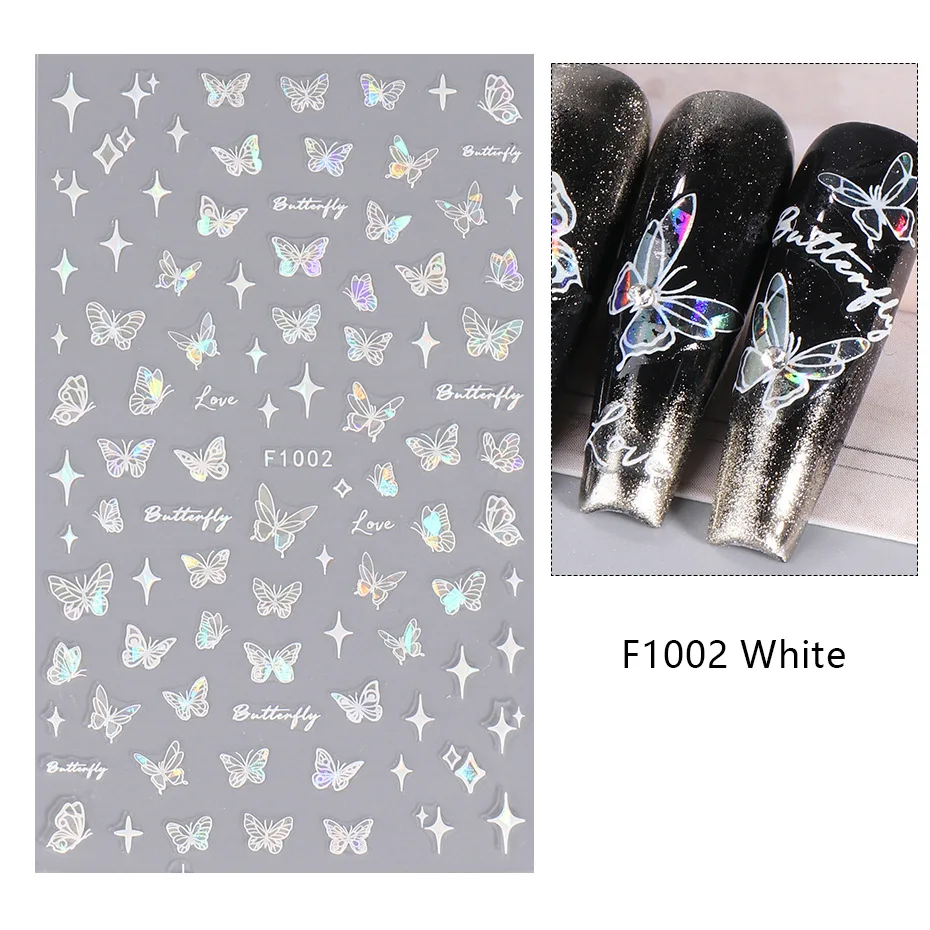 1PCS Black White Butterfly Laser Nail Stickers Y2K Nail Art Decoration Abstract Lines Bronzing Flowers Stickers For Nails 1PCS Black White Butterfly Laser Nail Stickers Y2K Nail Art Decoration Abstract Lines Bronzing Flowers Stickers For Nails