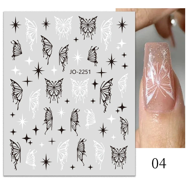 1PCS Black White Butterfly Laser Nail Stickers Y2K Nail Art Decoration Abstract Lines Bronzing Flowers Stickers For Nails 1PCS Black White Butterfly Laser Nail Stickers Y2K Nail Art Decoration Abstract Lines Bronzing Flowers Stickers For Nails