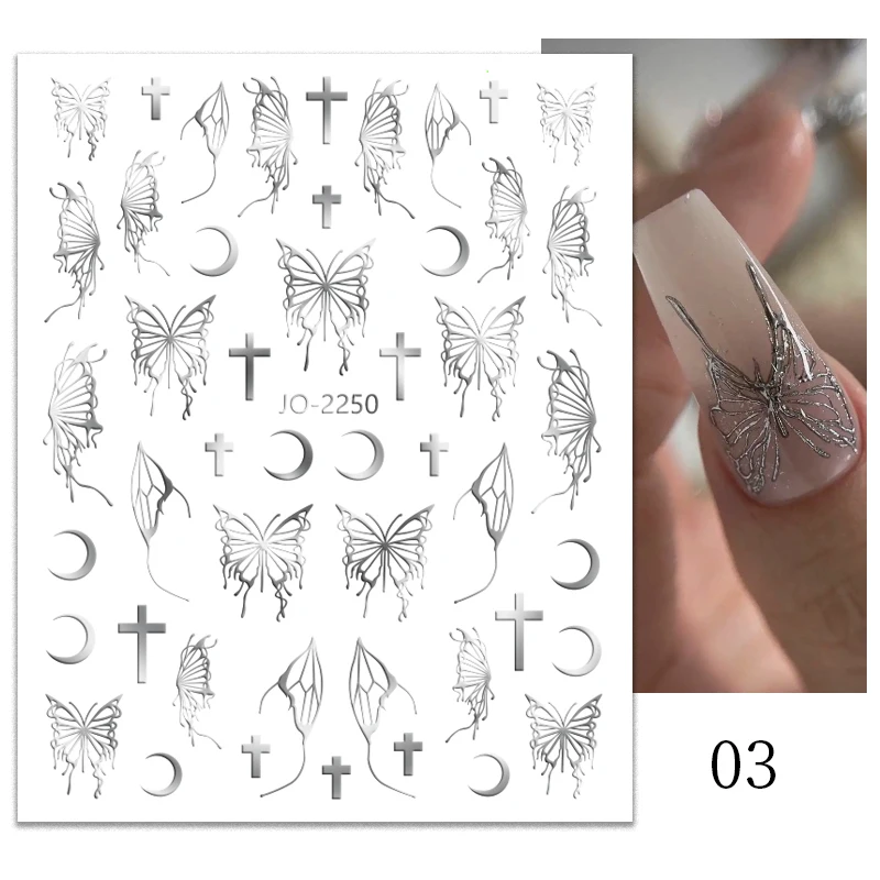 1PCS Black White Butterfly Laser Nail Stickers Y2K Nail Art Decoration Abstract Lines Bronzing Flowers Stickers For Nails 1PCS Black White Butterfly Laser Nail Stickers Y2K Nail Art Decoration Abstract Lines Bronzing Flowers Stickers For Nails