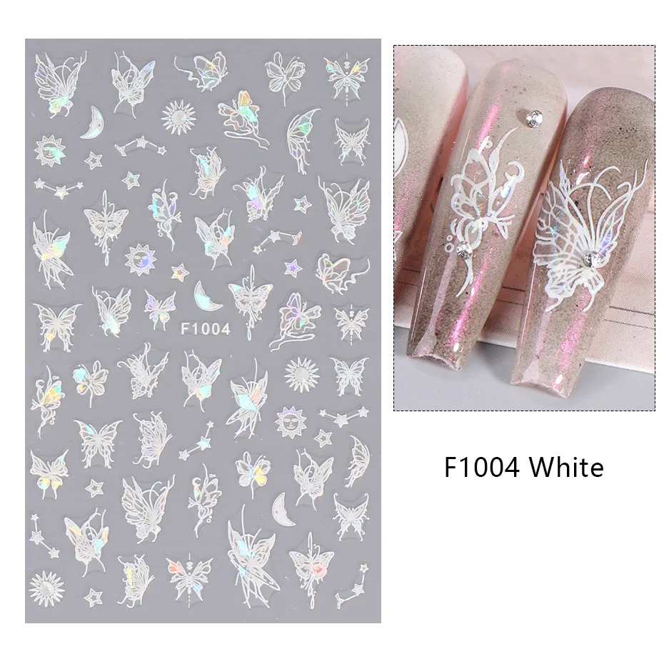 1PCS Black White Butterfly Laser Nail Stickers Y2K Nail Art Decoration Abstract Lines Bronzing Flowers Stickers For Nails 1PCS Black White Butterfly Laser Nail Stickers Y2K Nail Art Decoration Abstract Lines Bronzing Flowers Stickers For Nails