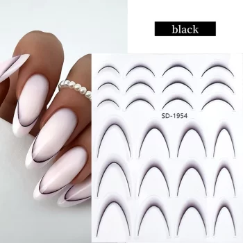 White and Black 3D French Line Nail Stickers – Gradient Stripe Sliders for DIY Manicure 4 83742 3mhu6q