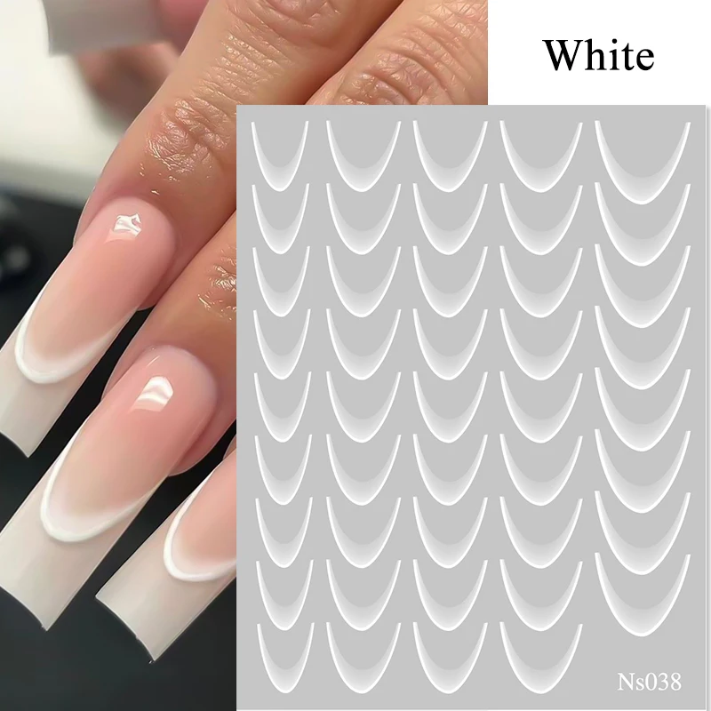 White Black French Line Nail Stickers Stripe 3D Gradient Lines Sliders DIY Stickers for Nails Nail Accessories Manicure Decor 3d french line nail stickers - White Black French Line Nail Stickers Stripe 3D Gradient Lines Sliders DIY Stickers for Nails Nail Accessories Manicure Decor
