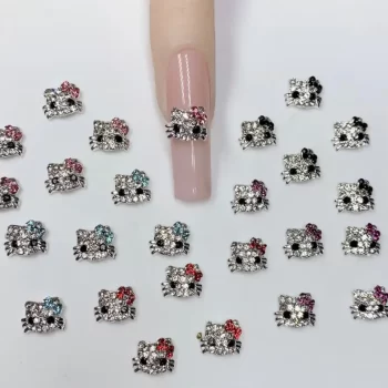 10 pcs Full Diamond Hello Kitty Nail Charms – 3D Kawaii Crystal Alloy Decorations 1 83810 mffjqw