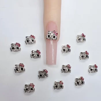 10 pcs Full Diamond Hello Kitty Nail Charms – 3D Kawaii Crystal Alloy Decorations 2 83810 q8rjwo