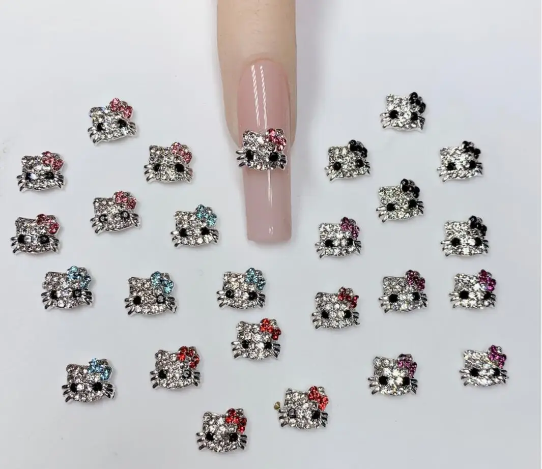 10Pcs 3D Miniso Full Diamond Hello Kitty Nail Charms 8x10mm Kawaii Kitty Crystal Nail Art Decor DIY Alloy Cute Kitty Nail Jewel 10Pcs 3D Miniso Full Diamond Hello Kitty Nail Charms 8x10mm Kawaii Kitty Crystal Nail Art Decor DIY Alloy Cute Kitty Nail Jewel