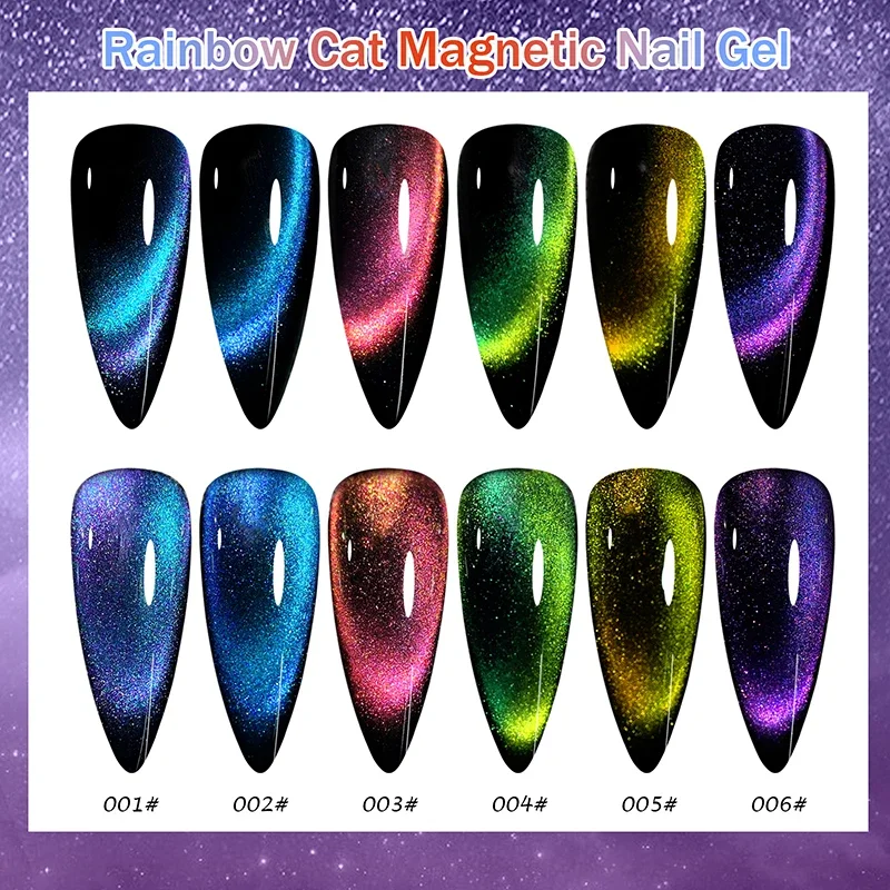 8ml 9D Rainbow Cat Eye Magnetic Nail Gel Phototherapy Adhesive Semi Permanent Nail Art Manicure Soak Off LED UV Gel rainbow cat eye gel polish - 8ml 9D Rainbow Cat Eye Magnetic Nail Gel Phototherapy Adhesive Semi Permanent Nail Art Manicure Soak Off LED UV Gel