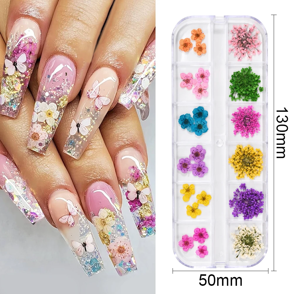 12 Colors Dried Flowers Nail Art Decoration 3D Natural Floral Colorful Dried Flower Charms Nail Decal DIY Craft Manicure Decorat 12 Colors Dried Flowers Nail Art Decoration 3D Natural Floral Colorful Dried Flower Charms Nail Decal DIY Craft Manicure Decorat