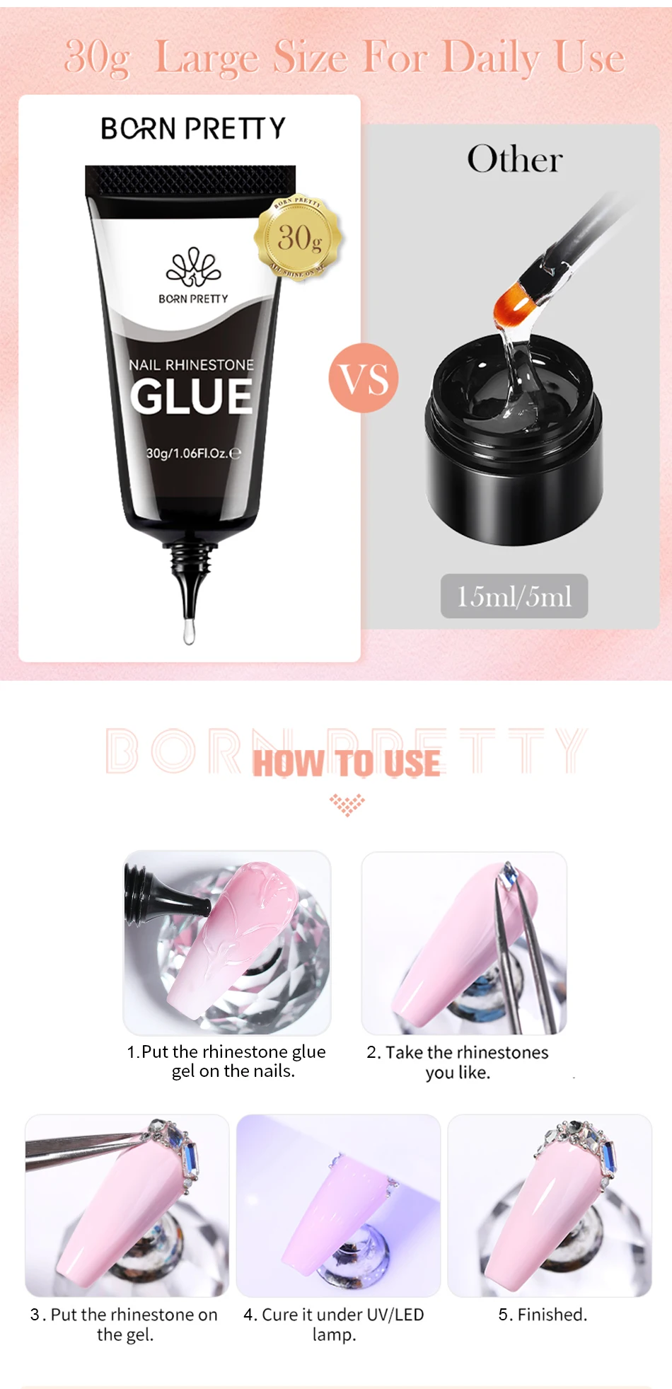 BORN PRETTY Nail Rhinestone Glue 30ML Gel Nail Glue for Nail Charm 3D Nails Bling Gel for Decoration Nails Gems Nail supplies BORN PRETTY Nail Rhinestone Glue 30ML Gel Nail Glue for Nail Charm 3D Nails Bling Gel for Decoration Nails Gems Nail supplies
