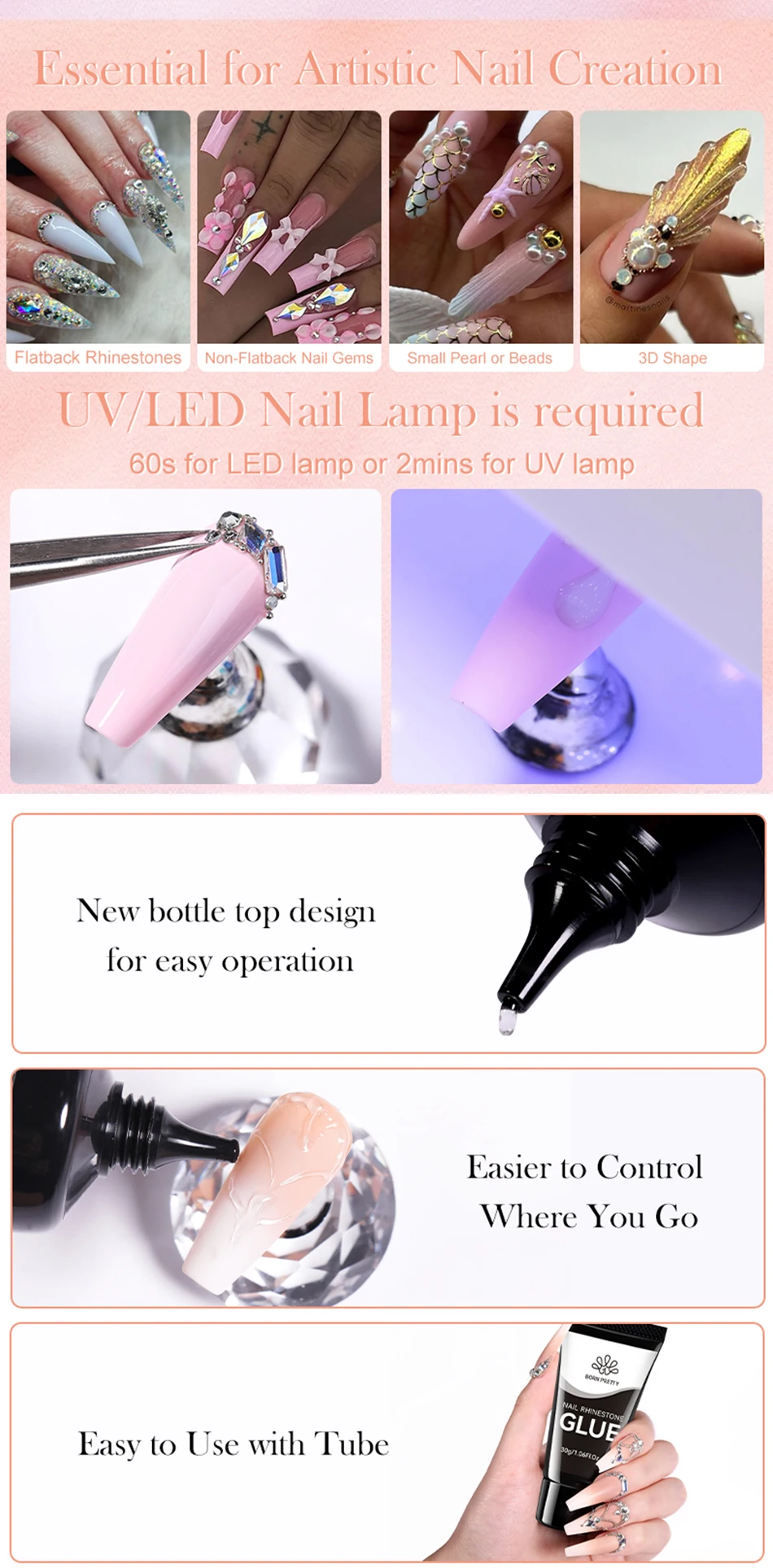 BORN PRETTY Nail Rhinestone Glue 30ML Gel Nail Glue for Nail Charm 3D Nails Bling Gel for Decoration Nails Gems Nail supplies BORN PRETTY Nail Rhinestone Glue 30ML Gel Nail Glue for Nail Charm 3D Nails Bling Gel for Decoration Nails Gems Nail supplies