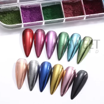 12‑Colour Metallic Powder Nail Pigment Set – Holographic Mirror Dust for UV/LED Gel Polish 5 84278 73wcuq