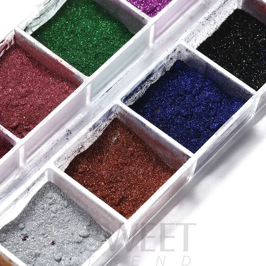 12 Colors Metallic Powder Nail Pigment Holographic Mirror Metal fine Rubbing On Nail Dust Glitter UV Gel Polish Nail Decoration 12 Colors Metallic Powder Nail Pigment Holographic Mirror Metal fine Rubbing On Nail Dust Glitter UV Gel Polish Nail Decoration