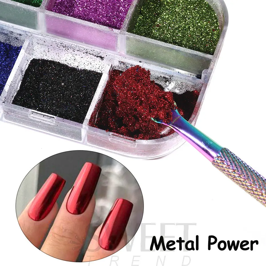 12 Colors Metallic Powder Nail Pigment Holographic Mirror Metal fine Rubbing On Nail Dust Glitter UV Gel Polish Nail Decoration 12 Colors Metallic Powder Nail Pigment Holographic Mirror Metal fine Rubbing On Nail Dust Glitter UV Gel Polish Nail Decoration