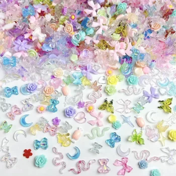 100 pcs Random Mixed Flower And Strawberry Nail Charms 5 84367 nalel0