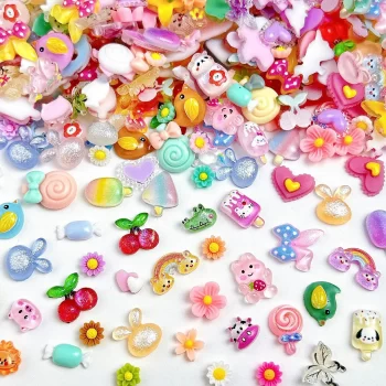100 pcs Random Mixed Flower And Strawberry Nail Charms 3 84367 wd2naq
