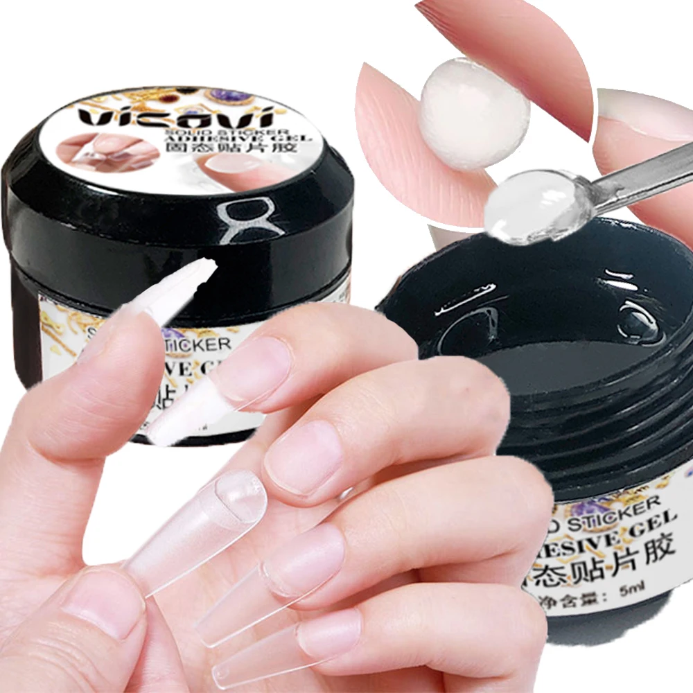 5ML Easy Stick Solid Nail Patch Gel No-Flowing Modelling Stick Tips Clear Nail Gel Gummy Adhesive Bond UV Nail Glue GY031&* Easy Stick-On Nail Gel 5 Ml Solid - 5ML Easy Stick Solid Nail Patch Gel No-Flowing Modelling Stick Tips Clear Nail Gel Gummy Adhesive Bond UV Nail Glue GY031&*
