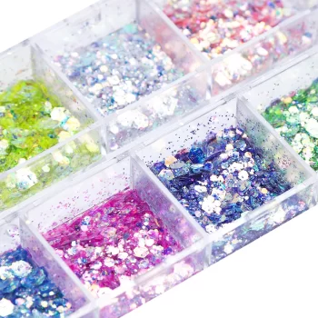 Mirror Iridescent Mixed Hexagon Nail Glitter – Holographic Flakes & Spangles Art Accessory 5 84663 d7hg6i