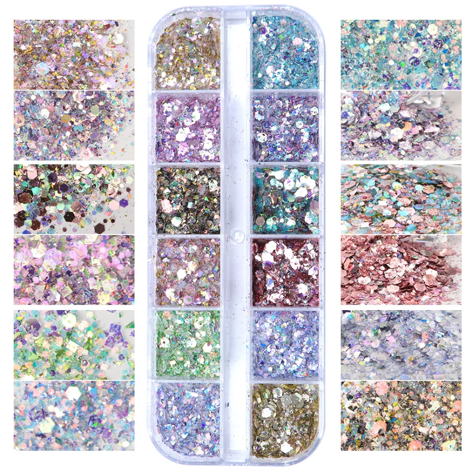 Mirror Iridescent Mixed Hexagon Nail Glitter Sequins Holographic Spangles Flakes Nail Art Powder Gel Polish Manicure Accessories Mirror Iridescent Mixed Hexagon Nail Glitter Sequins Holographic Spangles Flakes Nail Art Powder Gel Polish Manicure Accessories