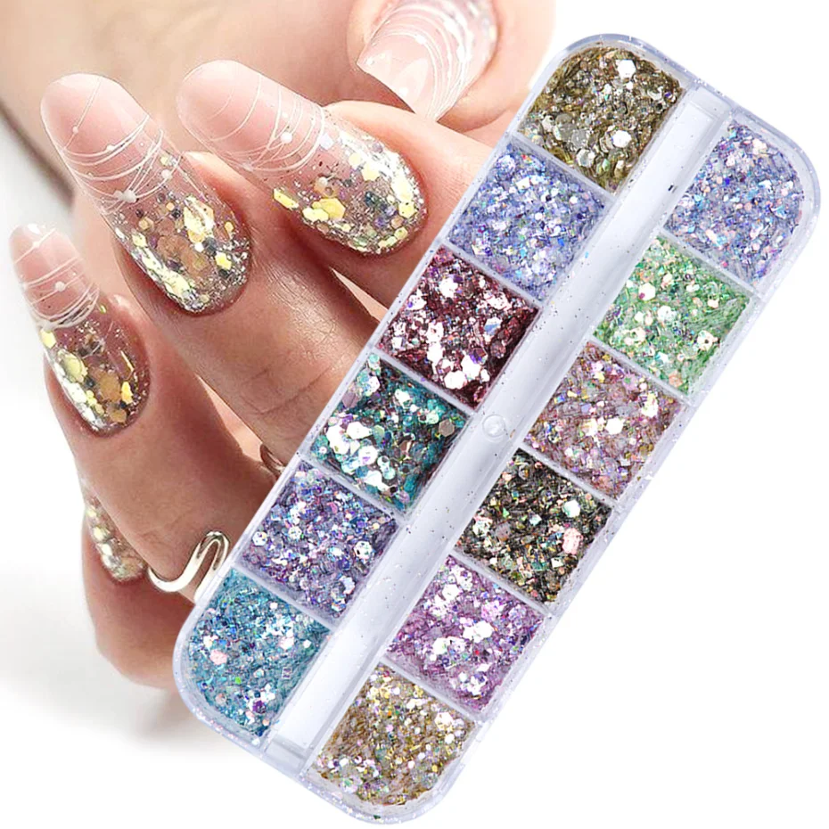 Mirror Iridescent Mixed Hexagon Nail Glitter Sequins Holographic Spangles Flakes Nail Art Powder Gel Polish Manicure Accessories Mirror Iridescent Mixed Hexagon Nail Glitter Sequins Holographic Spangles Flakes Nail Art Powder Gel Polish Manicure Accessories