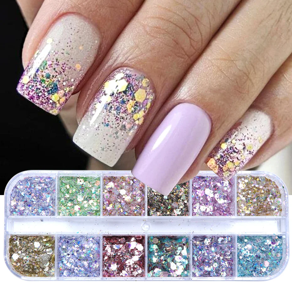 Mirror Iridescent Mixed Hexagon Nail Glitter Sequins Holographic Spangles Flakes Nail Art Powder Gel Polish Manicure Accessories Mirror Iridescent Mixed Hexagon Nail Glitter Sequins Holographic Spangles Flakes Nail Art Powder Gel Polish Manicure Accessories