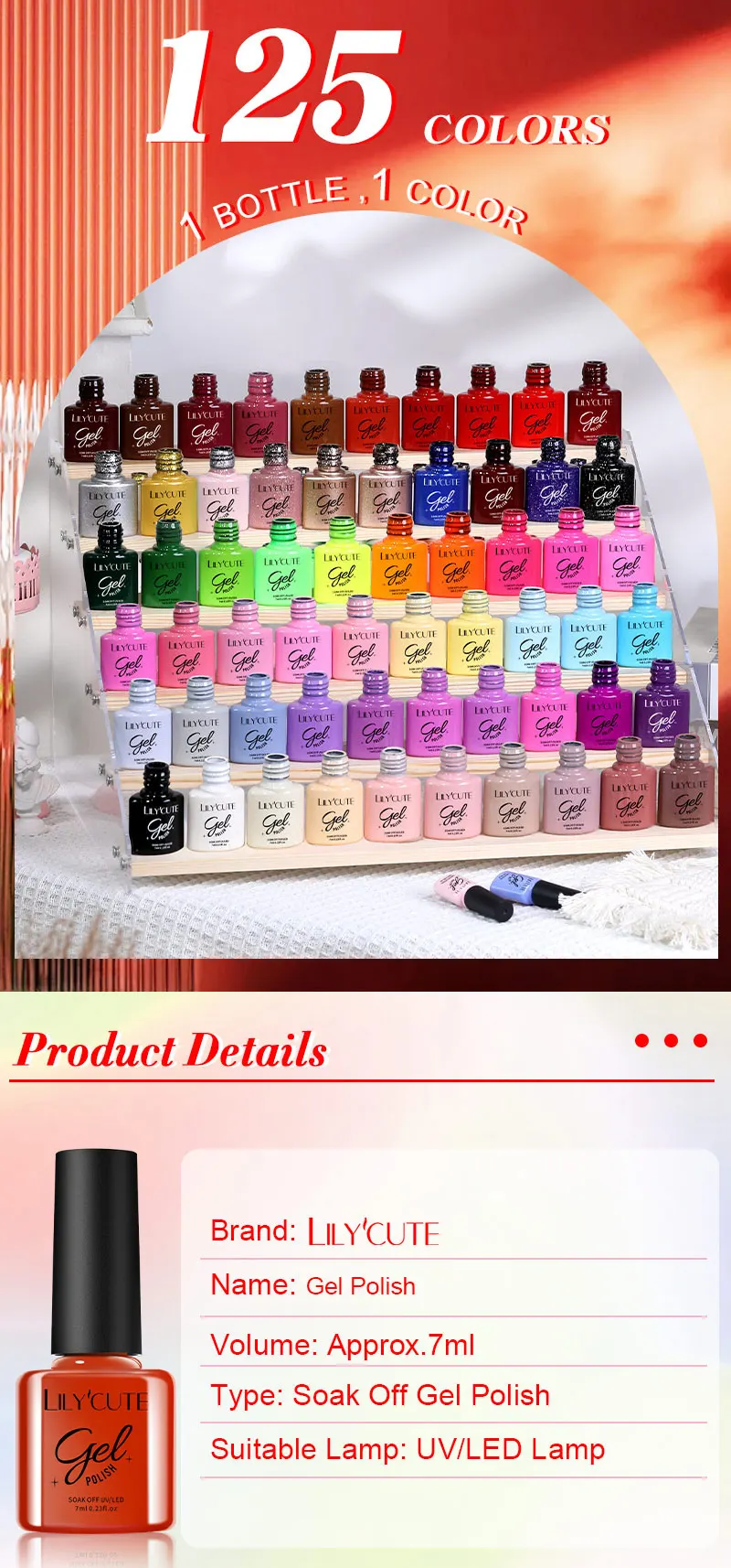 LILYCUTE 7ml 125 Colors Nail Gel Polish Solid Color Gel Semi Permanent UV Gel Soak off UV LED Gel Nail Varnish For Nail Manicure LILYCUTE Gel Nail Polish - LILYCUTE 7ml 125 Colors Nail Gel Polish Solid Color Gel Semi Permanent UV Gel Soak off UV LED Gel Nail Varnish For Nail Manicure