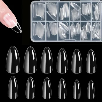 240-Piece Clear Matte Almond False Nail Tips – 12 Sizes DIY Kit 4 84781 enyawz