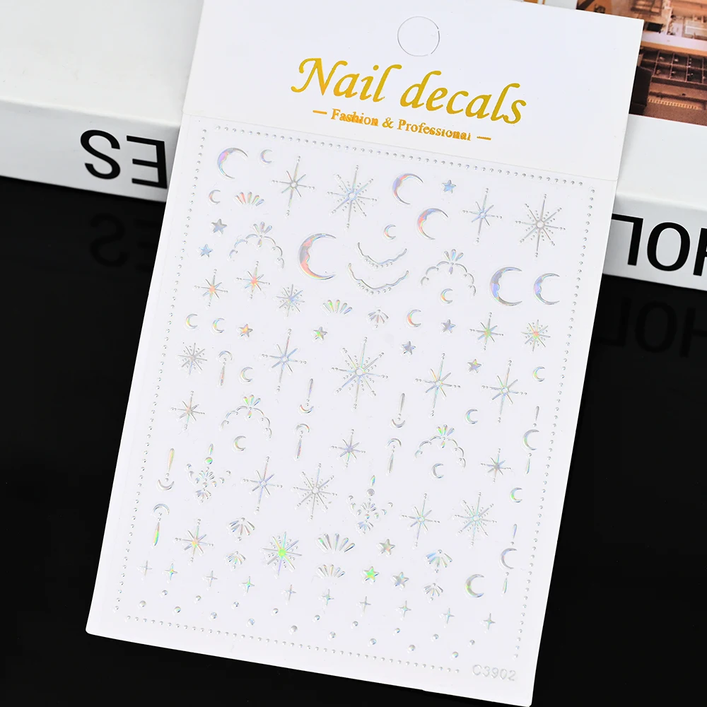 3D Gold Sun/Moon/Star Bronzing Nail Art Sticker 8*10cm Laser Star Moon Design Nail Decal Gold Silver Self-Adhesive Slider &*& 3D Gold Sun, Moon And Star Bronzing Nail Art Sticker - 3D Gold Sun/Moon/Star Bronzing Nail Art Sticker 8*10cm Laser Star Moon Design Nail Decal Gold Silver Self-Adhesive Slider &*&